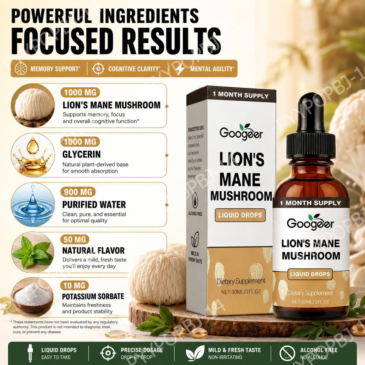 Googeer Lion's Mane Mushroom L - Herbal Tea 评论和价格
