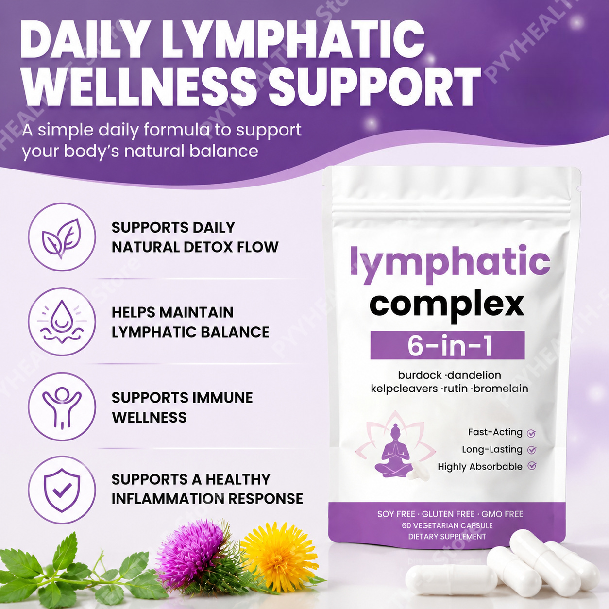 6‑in‑1 Lymphatic Complex Capsu - Herbal Supplement 评论和价格
