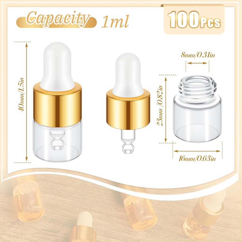 100Pcs Mini Glass Dropper Bott - Essential Oils 评论和价格